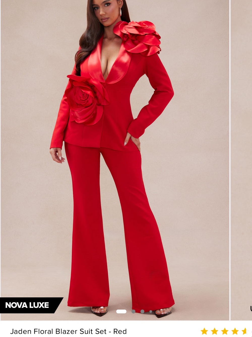 Fashion Nova Red Floral Blazer Jumpsuit Set